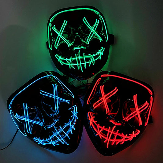 Leuchtmaske Halloween | LED Maske leuchtet | Halloween Party Maske